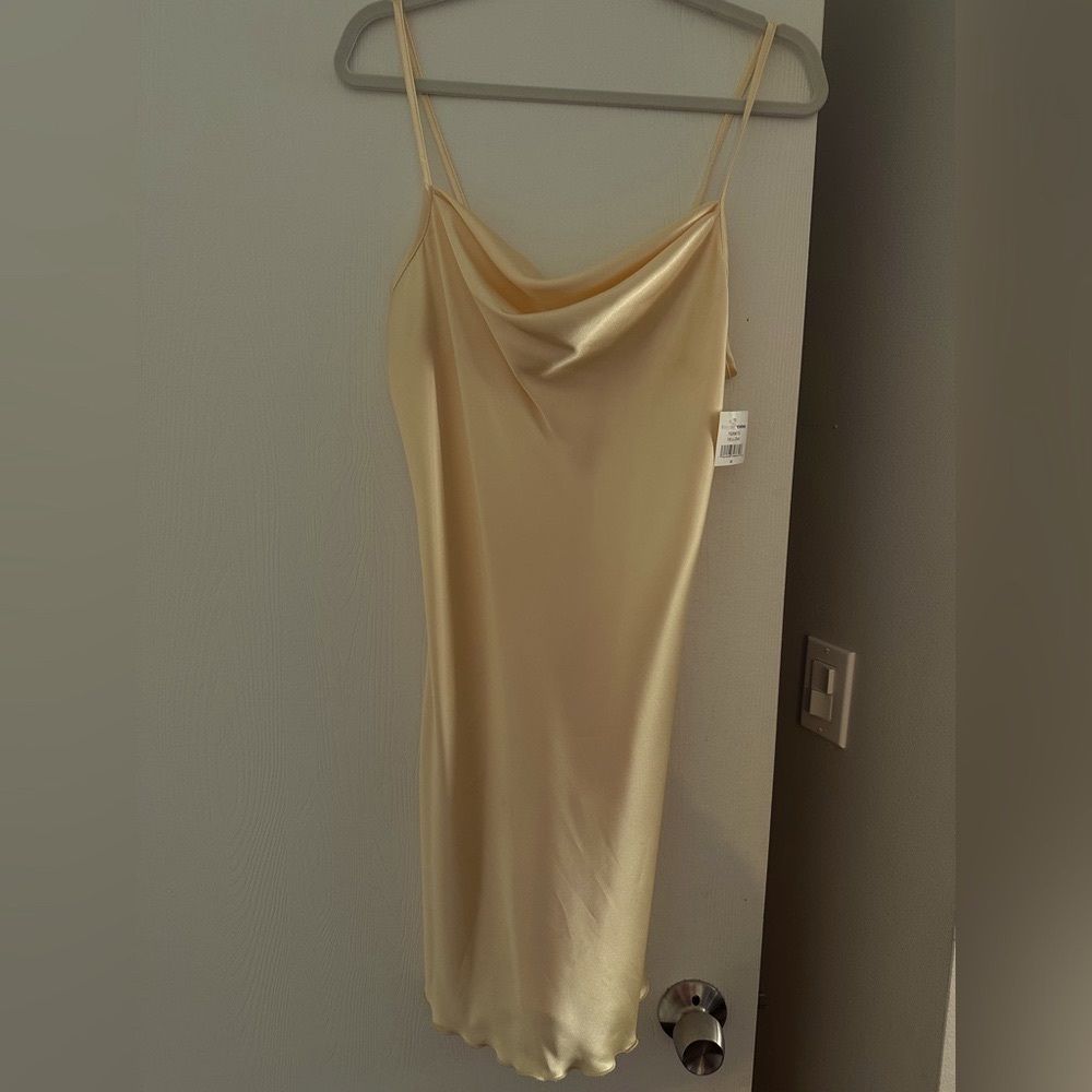 BEBE NWT SATIN COWL NECK SLIP DRESS